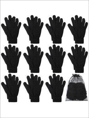 12 Pairs Winter Magic Gloves Stretchy Warm Knit Gloves for Men Women
